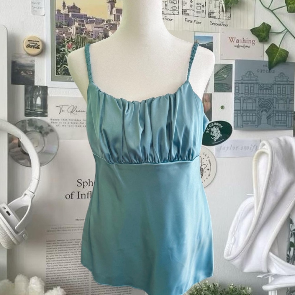 BCX Teal Satin Top NWT